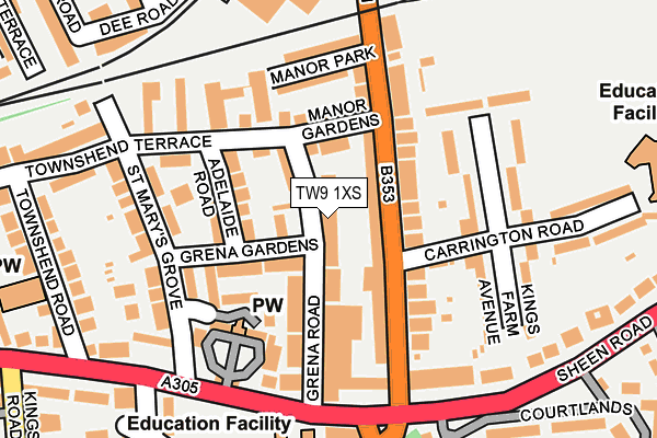 TW9 1XS map - OS OpenMap – Local (Ordnance Survey)