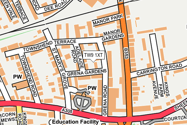 TW9 1XT map - OS OpenMap – Local (Ordnance Survey)