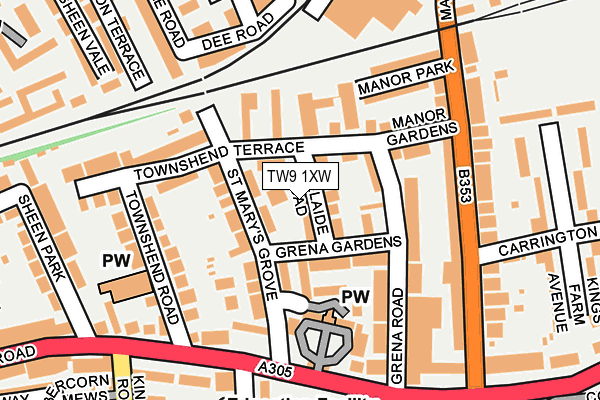 TW9 1XW map - OS OpenMap – Local (Ordnance Survey)