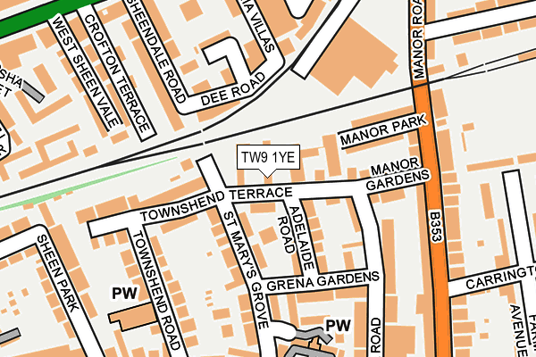 TW9 1YE map - OS OpenMap – Local (Ordnance Survey)