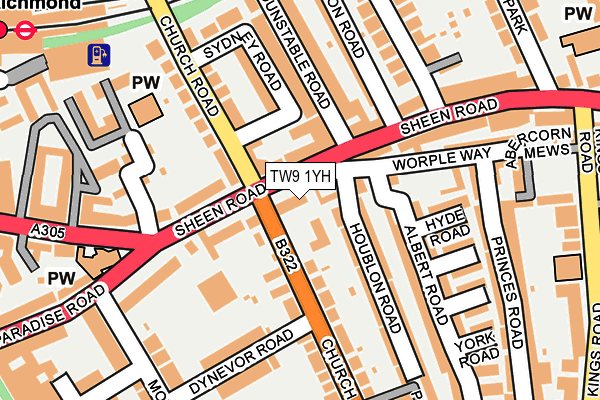 TW9 1YH map - OS OpenMap – Local (Ordnance Survey)