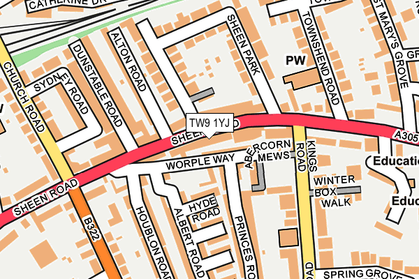 TW9 1YJ map - OS OpenMap – Local (Ordnance Survey)