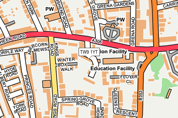 TW9 1YT map - OS OpenMap – Local (Ordnance Survey)