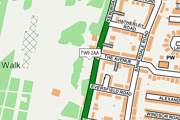 TW9 2AA map - OS OpenMap – Local (Ordnance Survey)