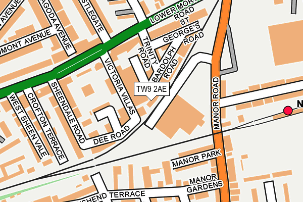 TW9 2AE map - OS OpenMap – Local (Ordnance Survey)