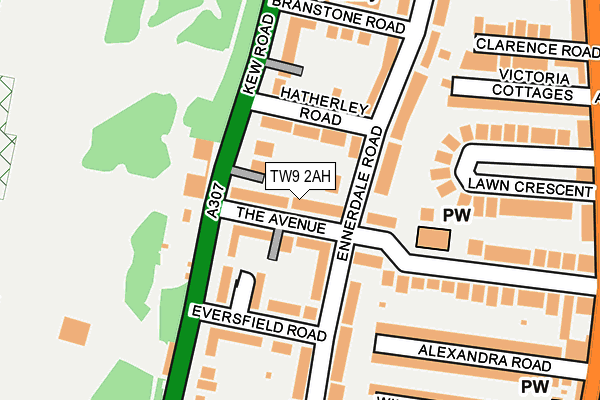 TW9 2AH map - OS OpenMap – Local (Ordnance Survey)