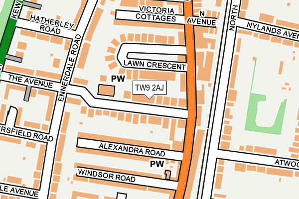 TW9 2AJ map - OS OpenMap – Local (Ordnance Survey)