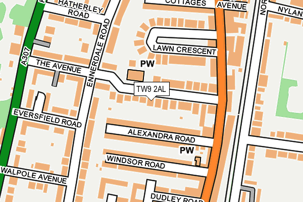 TW9 2AL map - OS OpenMap – Local (Ordnance Survey)