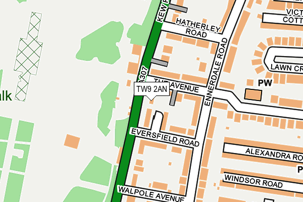 TW9 2AN map - OS OpenMap – Local (Ordnance Survey)