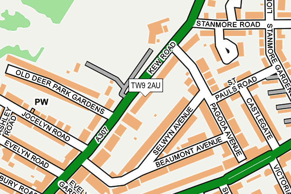 TW9 2AU map - OS OpenMap – Local (Ordnance Survey)