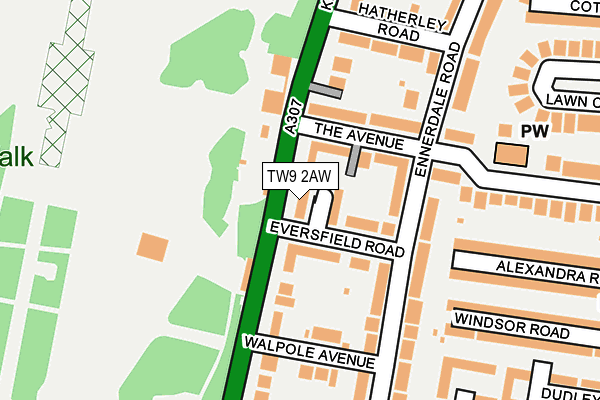 TW9 2AW map - OS OpenMap – Local (Ordnance Survey)