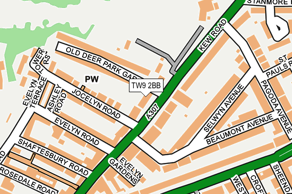 TW9 2BB map - OS OpenMap – Local (Ordnance Survey)