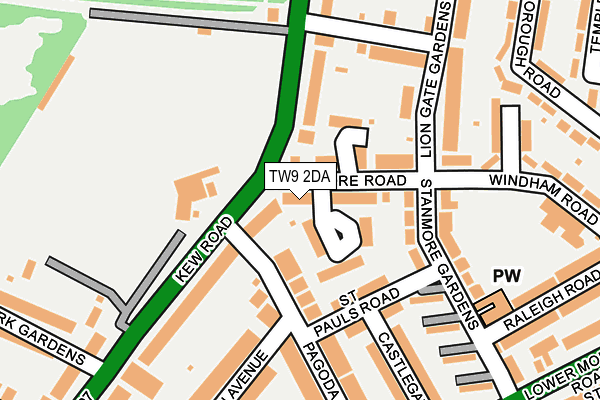 TW9 2DA map - OS OpenMap – Local (Ordnance Survey)