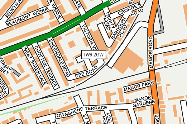 TW9 2GW map - OS OpenMap – Local (Ordnance Survey)