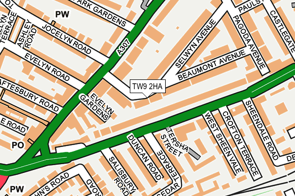 TW9 2HA map - OS OpenMap – Local (Ordnance Survey)