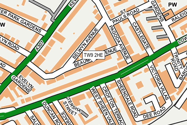 TW9 2HE map - OS OpenMap – Local (Ordnance Survey)