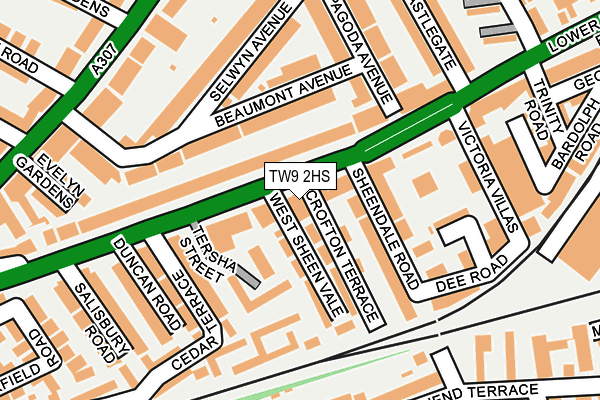 TW9 2HS map - OS OpenMap – Local (Ordnance Survey)