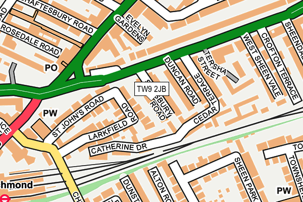 TW9 2JB map - OS OpenMap – Local (Ordnance Survey)