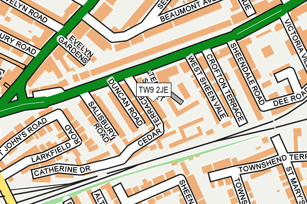 TW9 2JE map - OS OpenMap – Local (Ordnance Survey)