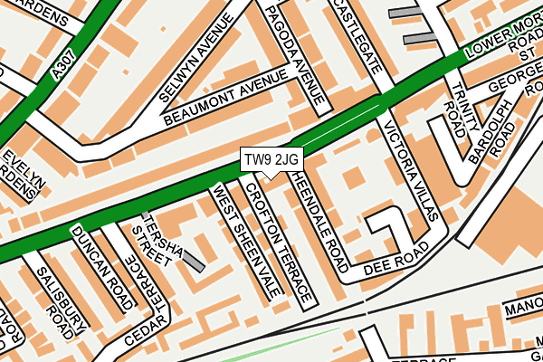 TW9 2JG map - OS OpenMap – Local (Ordnance Survey)