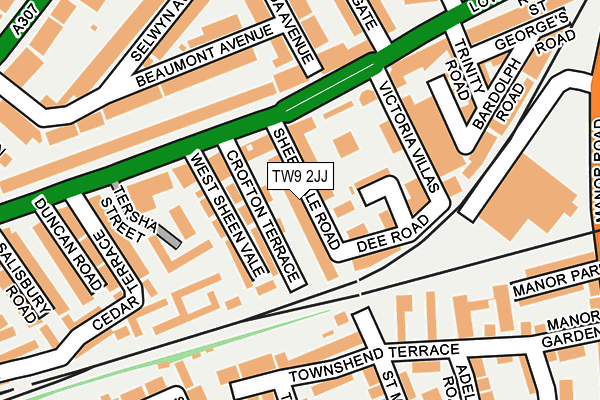 TW9 2JJ map - OS OpenMap – Local (Ordnance Survey)