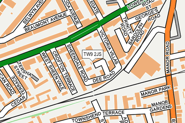 TW9 2JS map - OS OpenMap – Local (Ordnance Survey)