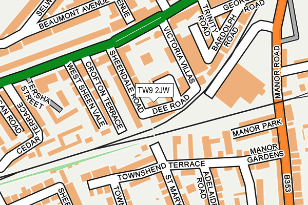 TW9 2JW map - OS OpenMap – Local (Ordnance Survey)