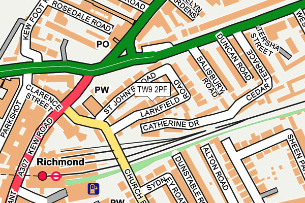 TW9 2PF map - OS OpenMap – Local (Ordnance Survey)