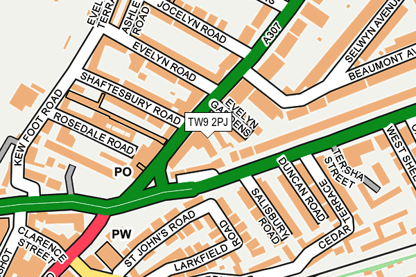 TW9 2PJ map - OS OpenMap – Local (Ordnance Survey)