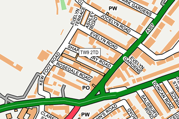TW9 2TD map - OS OpenMap – Local (Ordnance Survey)