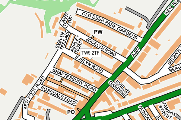 TW9 2TF map - OS OpenMap – Local (Ordnance Survey)