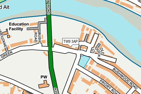 TW9 3AP map - OS OpenMap – Local (Ordnance Survey)