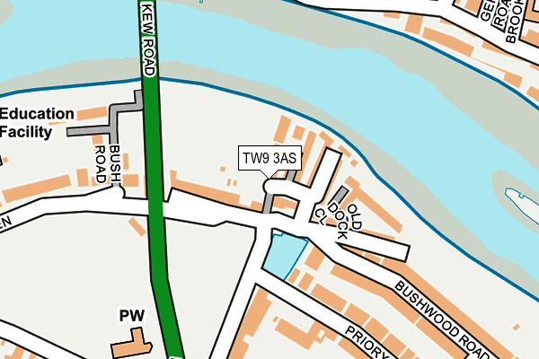 TW9 3AS map - OS OpenMap – Local (Ordnance Survey)