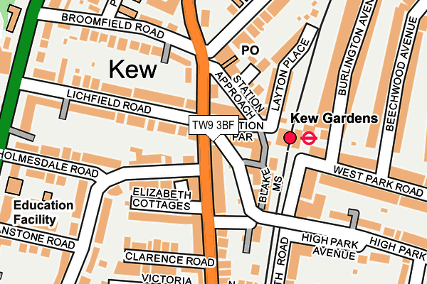 TW9 3BF map - OS OpenMap – Local (Ordnance Survey)
