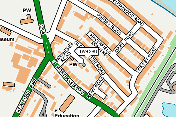 TW9 3BU map - OS OpenMap – Local (Ordnance Survey)