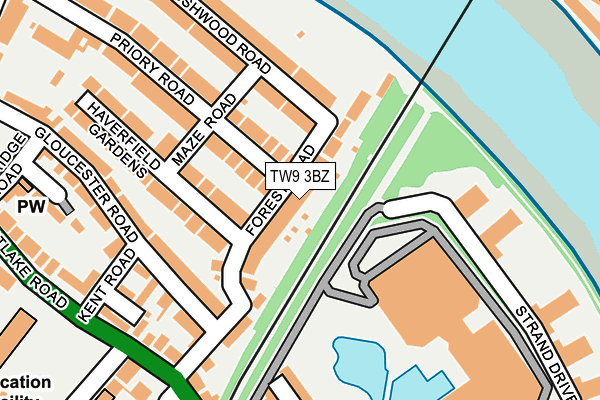 TW9 3BZ map - OS OpenMap – Local (Ordnance Survey)