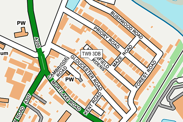 TW9 3DB map - OS OpenMap – Local (Ordnance Survey)