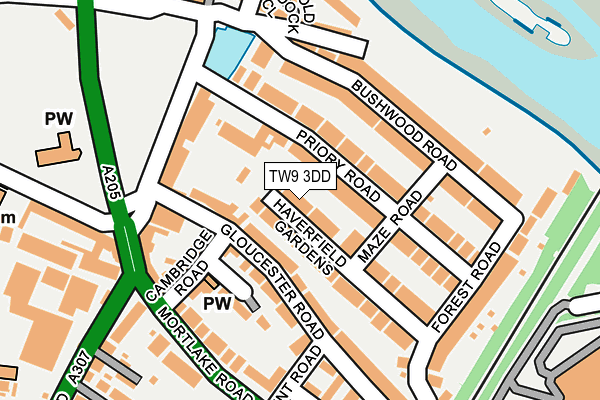 TW9 3DD map - OS OpenMap – Local (Ordnance Survey)