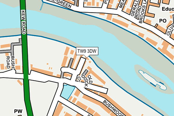TW9 3DW map - OS OpenMap – Local (Ordnance Survey)