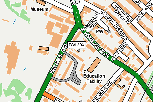 TW9 3DX map - OS OpenMap – Local (Ordnance Survey)