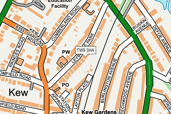 TW9 3HA map - OS OpenMap – Local (Ordnance Survey)