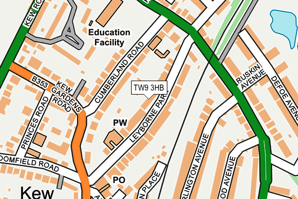 TW9 3HB map - OS OpenMap – Local (Ordnance Survey)