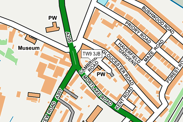 TW9 3JB map - OS OpenMap – Local (Ordnance Survey)