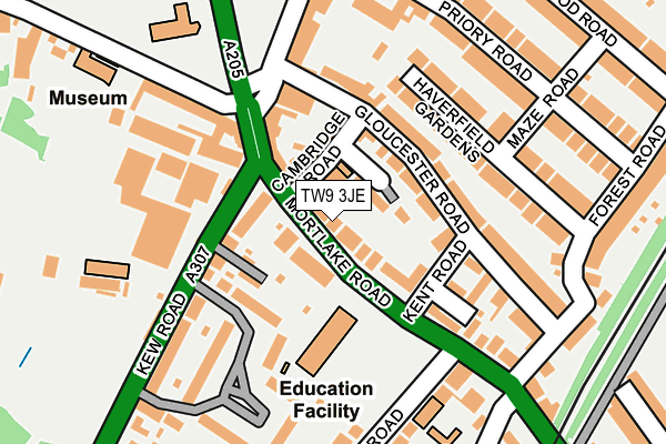 TW9 3JE map - OS OpenMap – Local (Ordnance Survey)