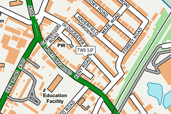 TW9 3JF map - OS OpenMap – Local (Ordnance Survey)