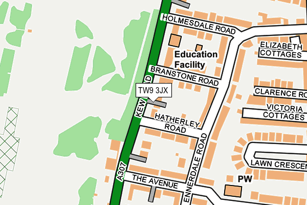 TW9 3JX map - OS OpenMap – Local (Ordnance Survey)