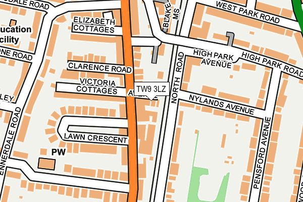 TW9 3LZ map - OS OpenMap – Local (Ordnance Survey)