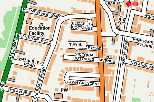 TW9 3NL map - OS OpenMap – Local (Ordnance Survey)