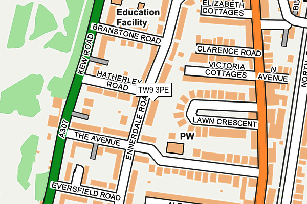 TW9 3PE map - OS OpenMap – Local (Ordnance Survey)