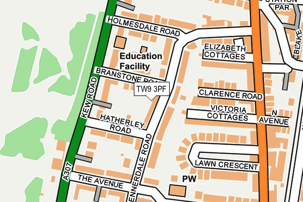 TW9 3PF map - OS OpenMap – Local (Ordnance Survey)